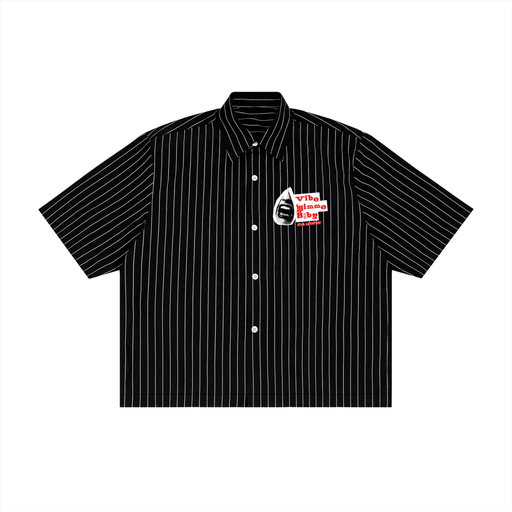 Unisex Striped Boxy Button-Up Shirt