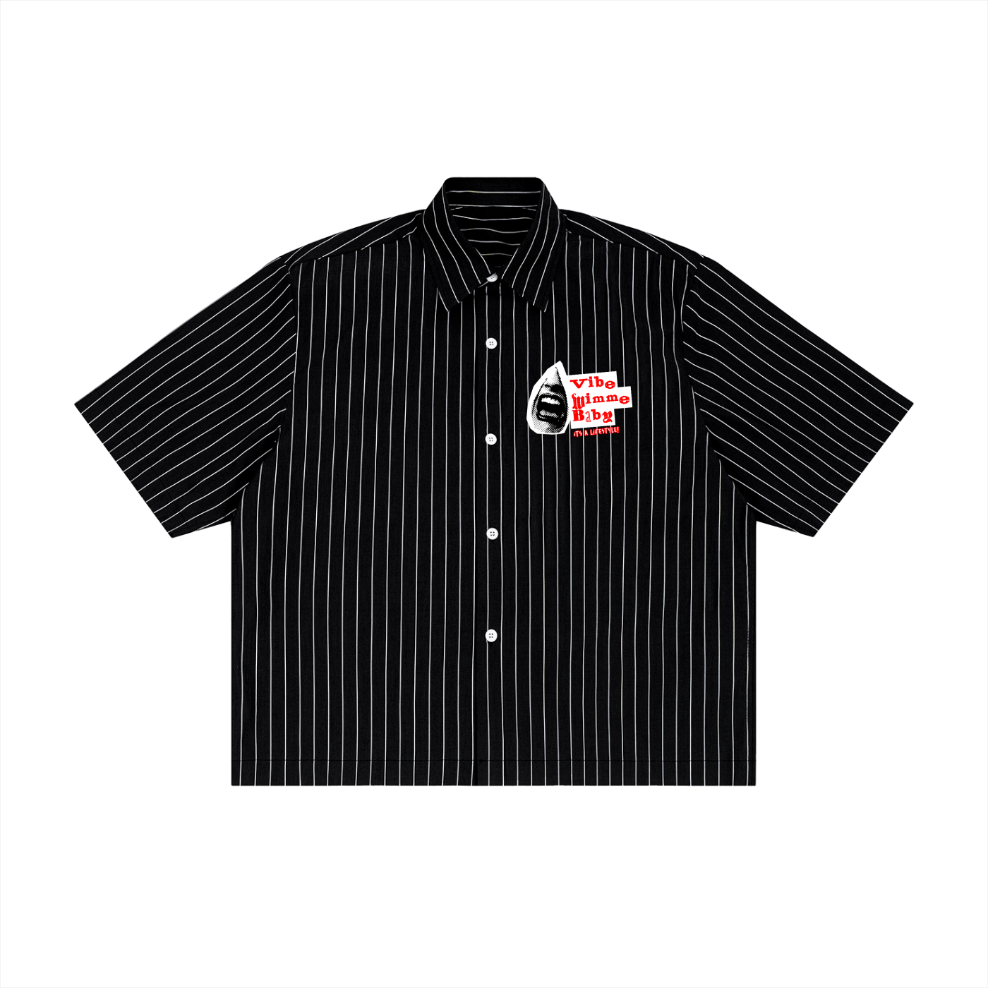 Unisex Striped Boxy Button-Up Shirt