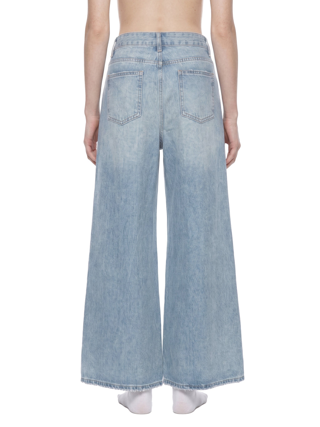 Women's Vintage Wash Distressed Wide Leg Jeans