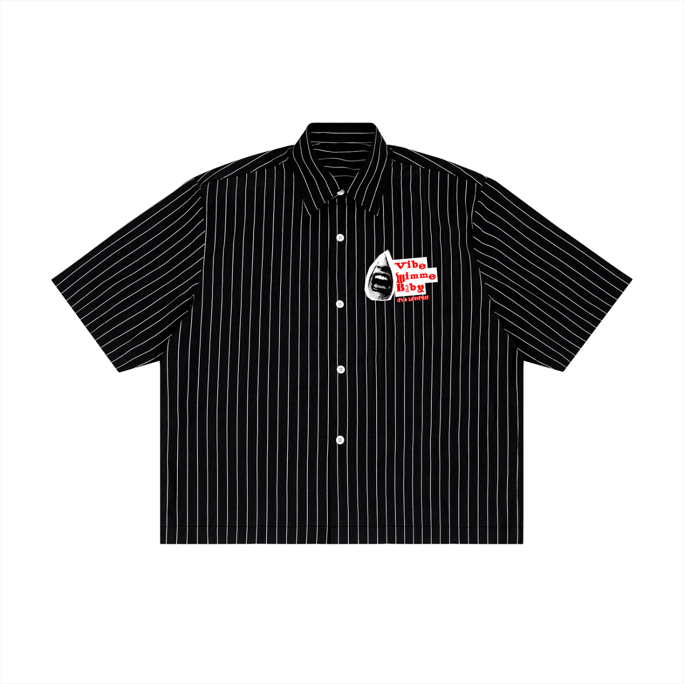 Unisex Striped Boxy Button-Up Shirt