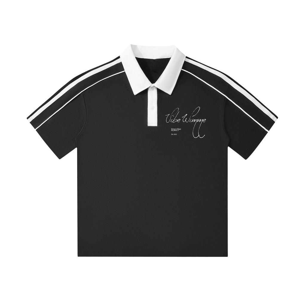 Contrast Collar Short-Sleeve Polo Shirt