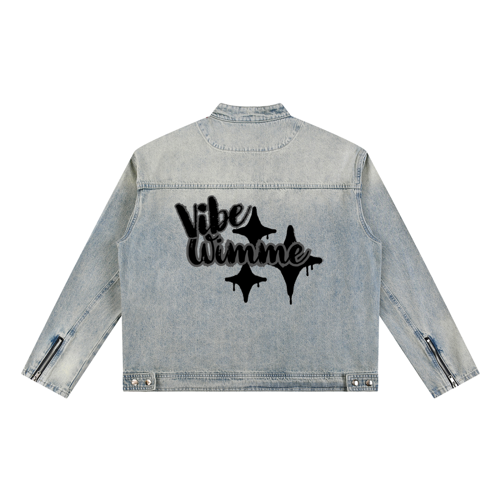 Vintage Wash Zip Denim Jacket