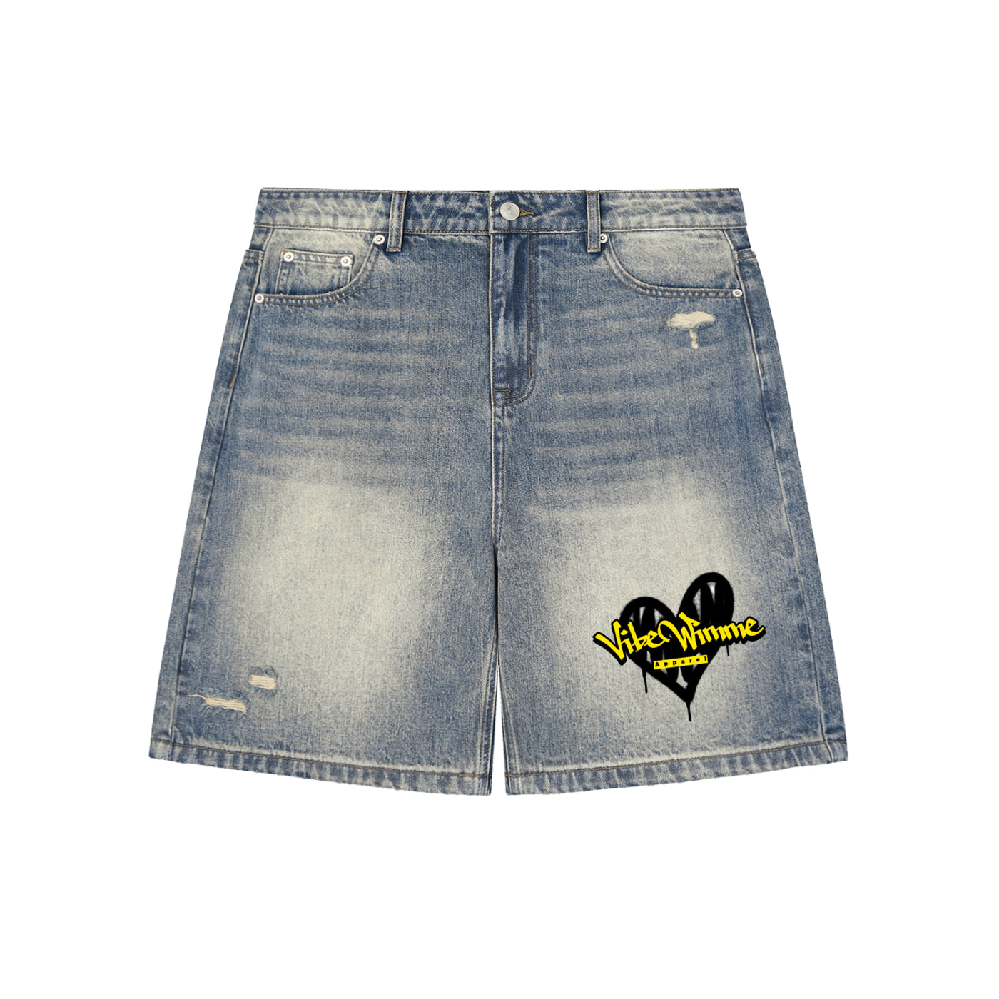 Faded Distressed Baggy Denim Shorts