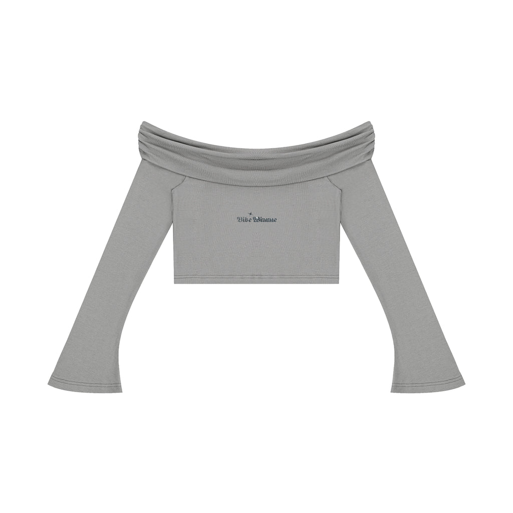 Women's Off-the-Shoulder Bell Sleeve Crop T-Shirt