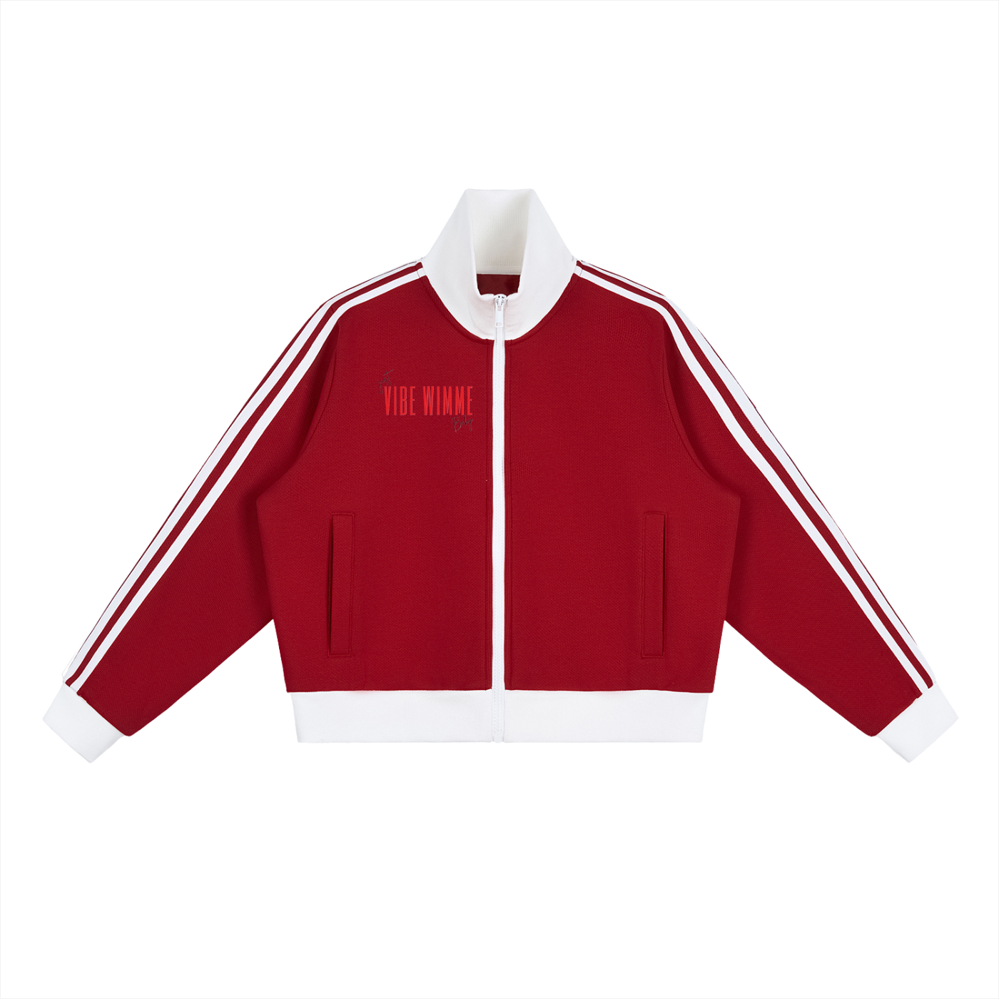 Contrast Side Stripe Fleece Cropped Track Jacket