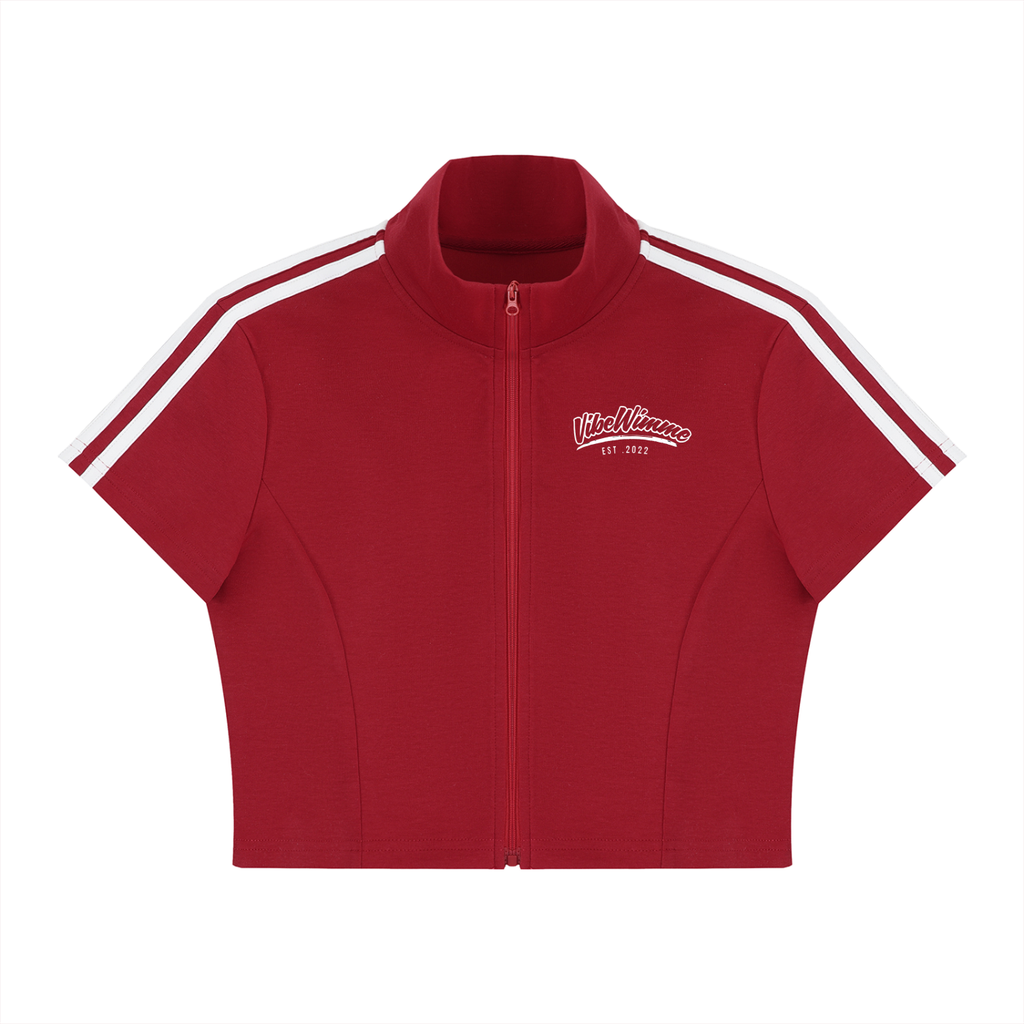 Women's Cropped Full Zip Short Sleeve T-Shirt
