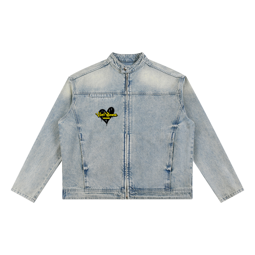 Vintage Wash Zip Denim Jacket