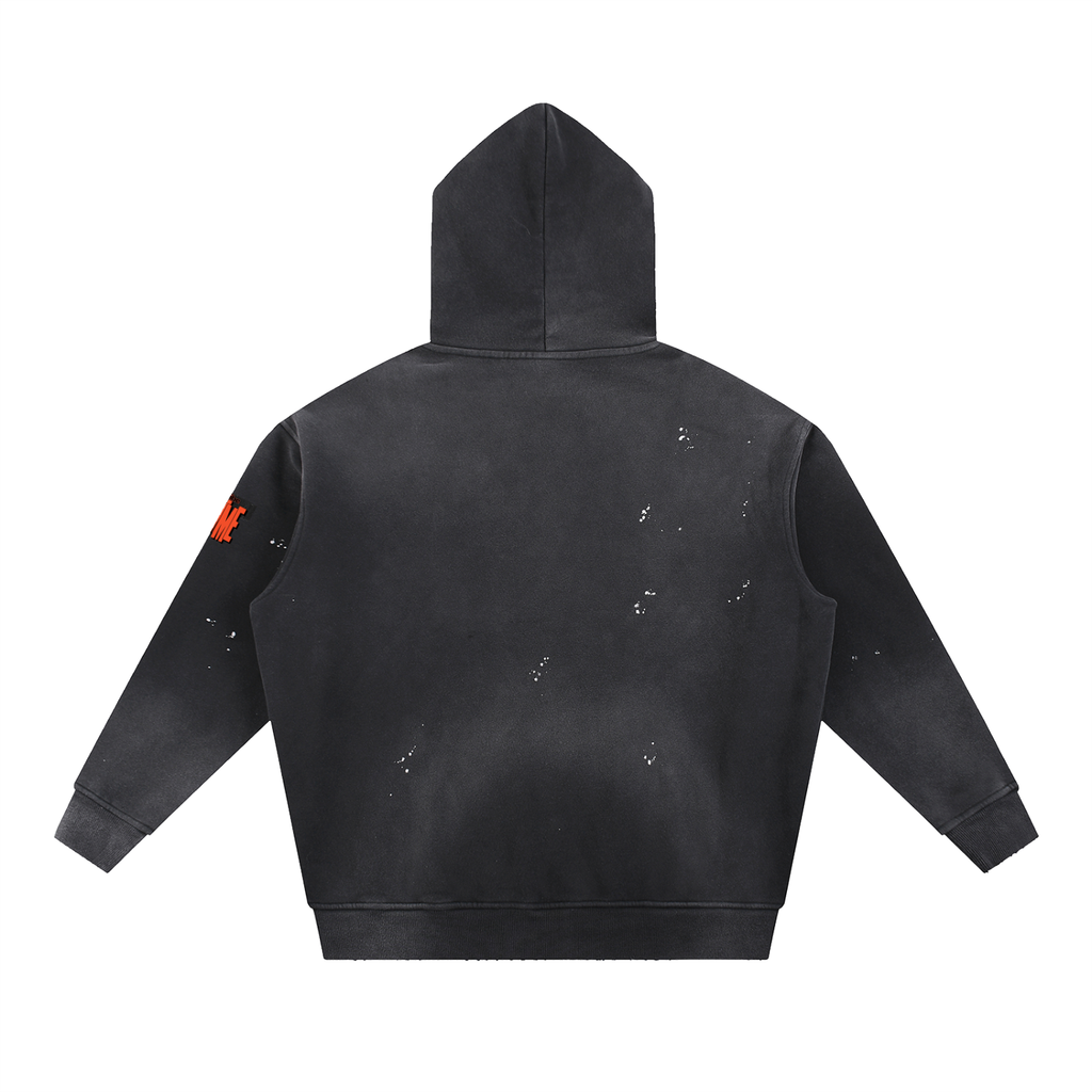Vintage Washed Frayed Fleece Hoodie