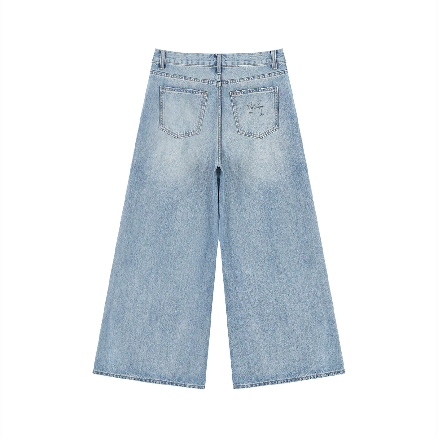 Women's Vintage Wash Distressed Wide Leg Jeans