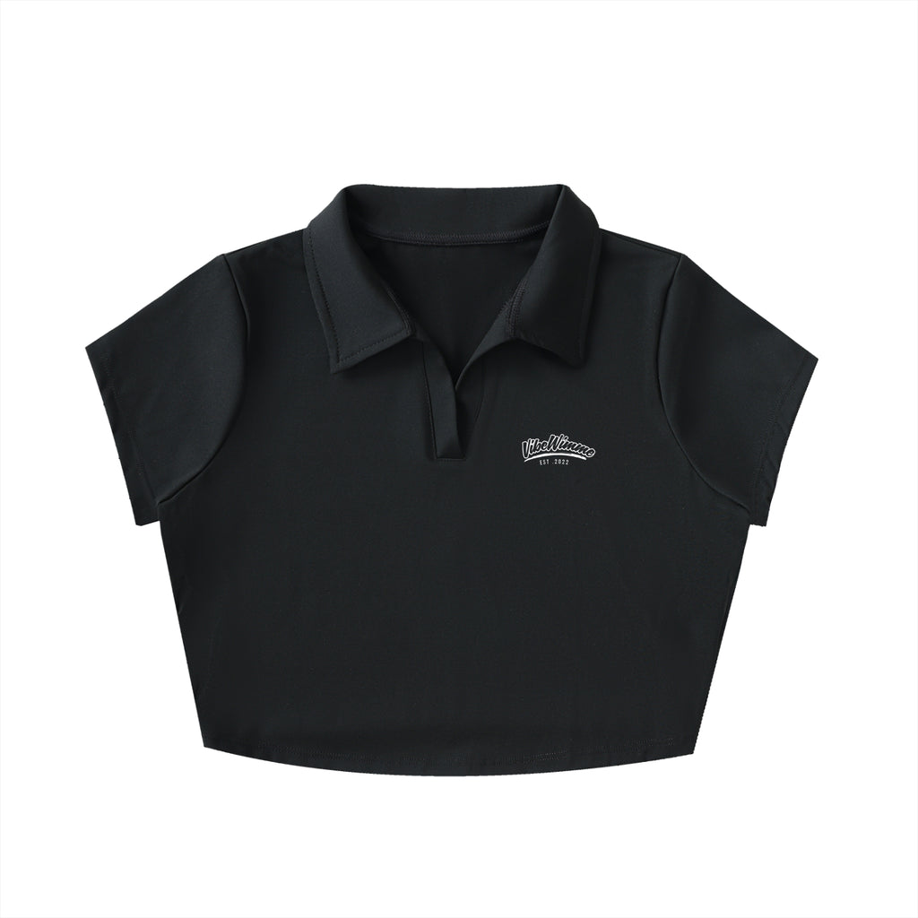 V-Neck Lapel Crop Top