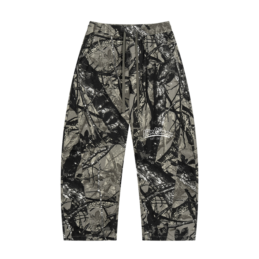 Unisex Vibe Wimme Tree Camo Barrel Leg Pants