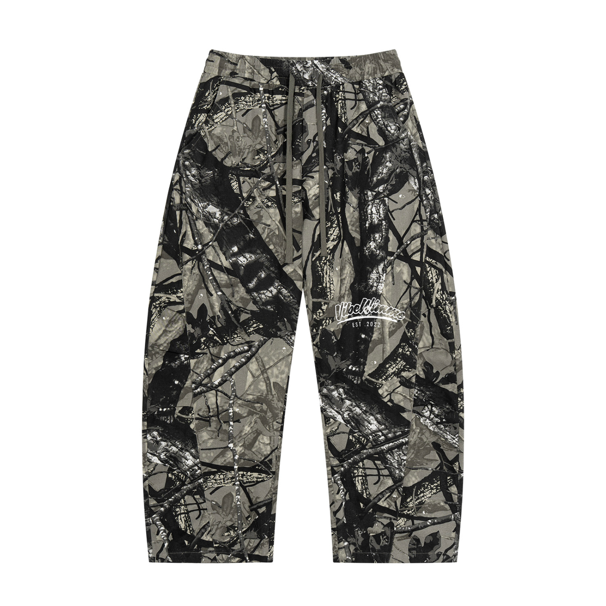 Unisex Vibe Wimme Tree Camo Barrel Leg Pants