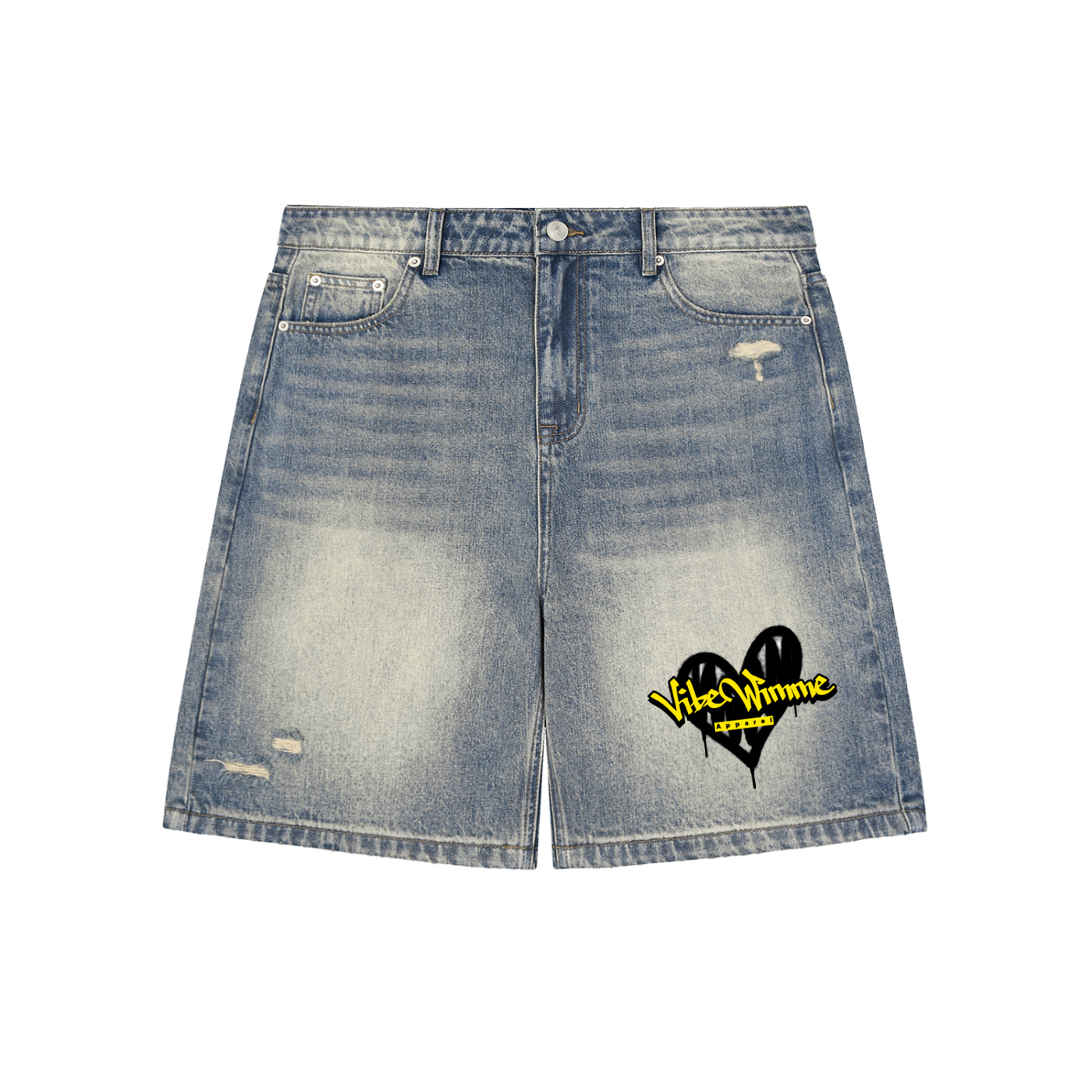 Faded Distressed Baggy Denim Shorts