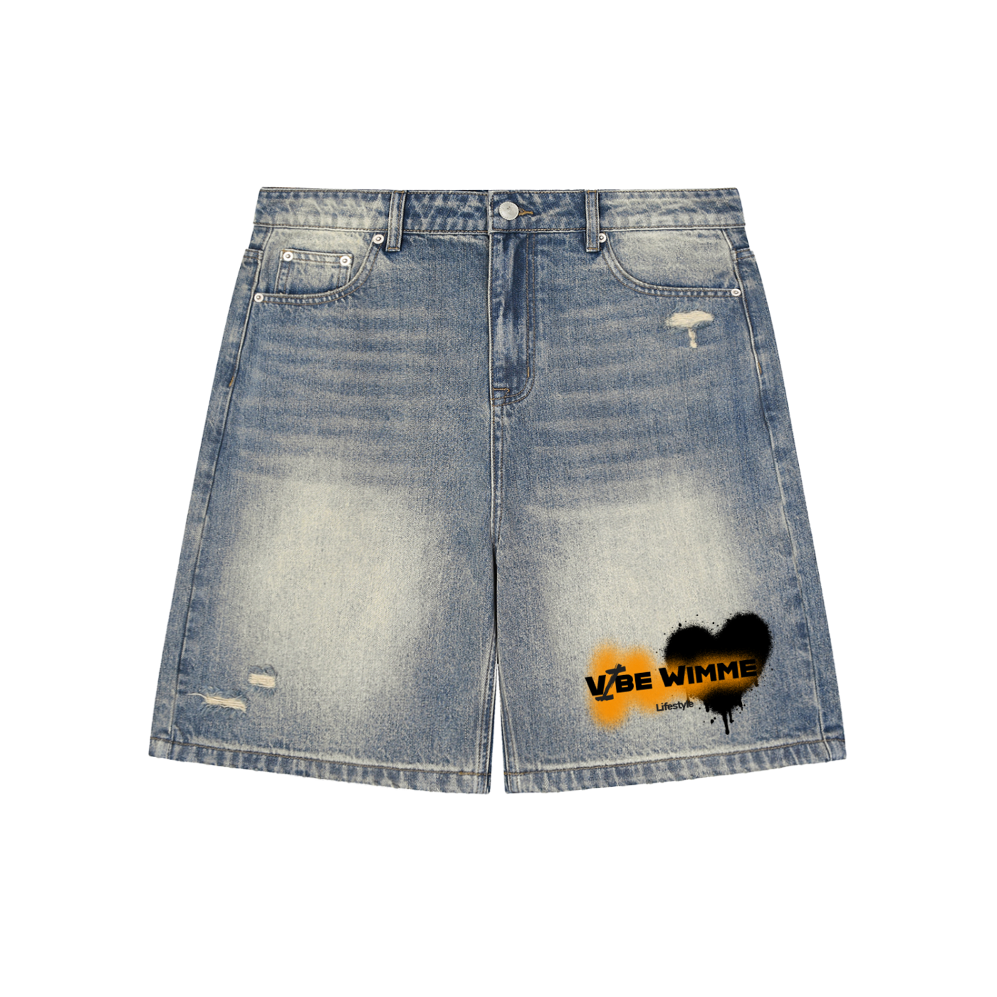 Faded Distressed Baggy Denim Shorts