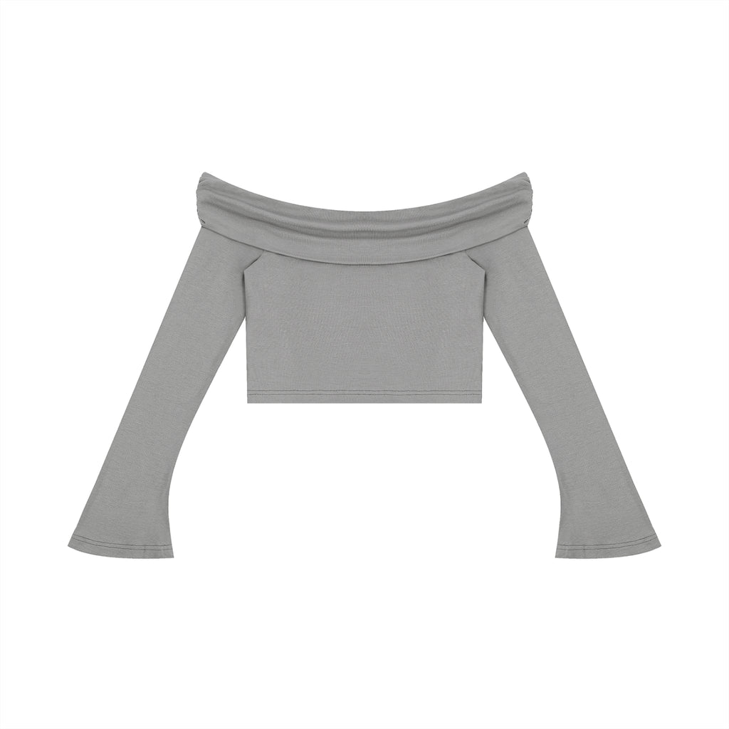 Women's Off-the-Shoulder Bell Sleeve Crop T-Shirt