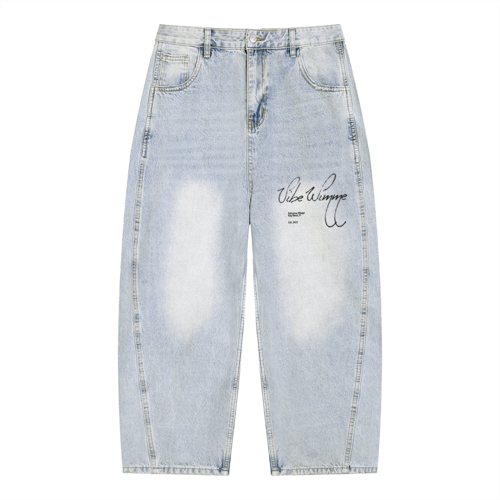 Men's Vintage Wash Sunfade Barrel Leg Jeans