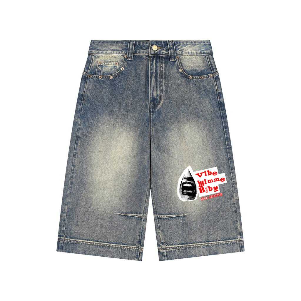 Vintage Wash Baggy Denim Shorts