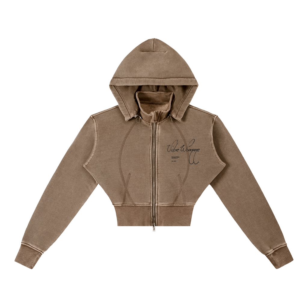 Vintage Washed Cropped Fleece Hoodie