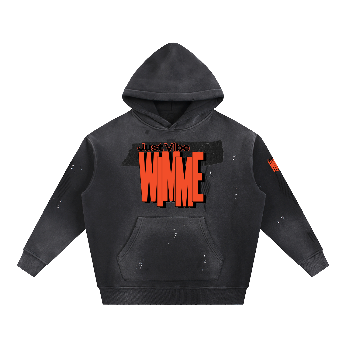 Vintage Washed Frayed Fleece Hoodie