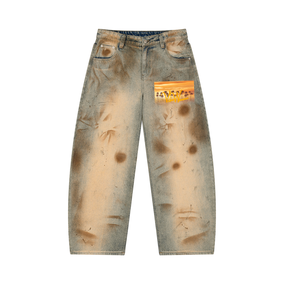 Vibe Wimme Men’s Vintage Wash Barrel Leg Jeans