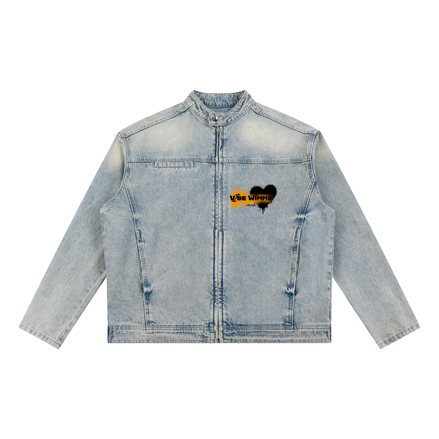 Vintage Wash Zip Denim Jacket