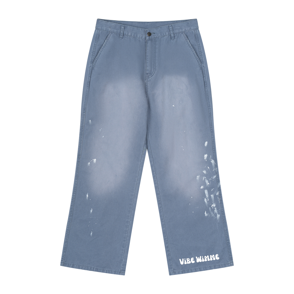 Vibe Wimme Men's Vintage Wash Splatter Denim Jeans