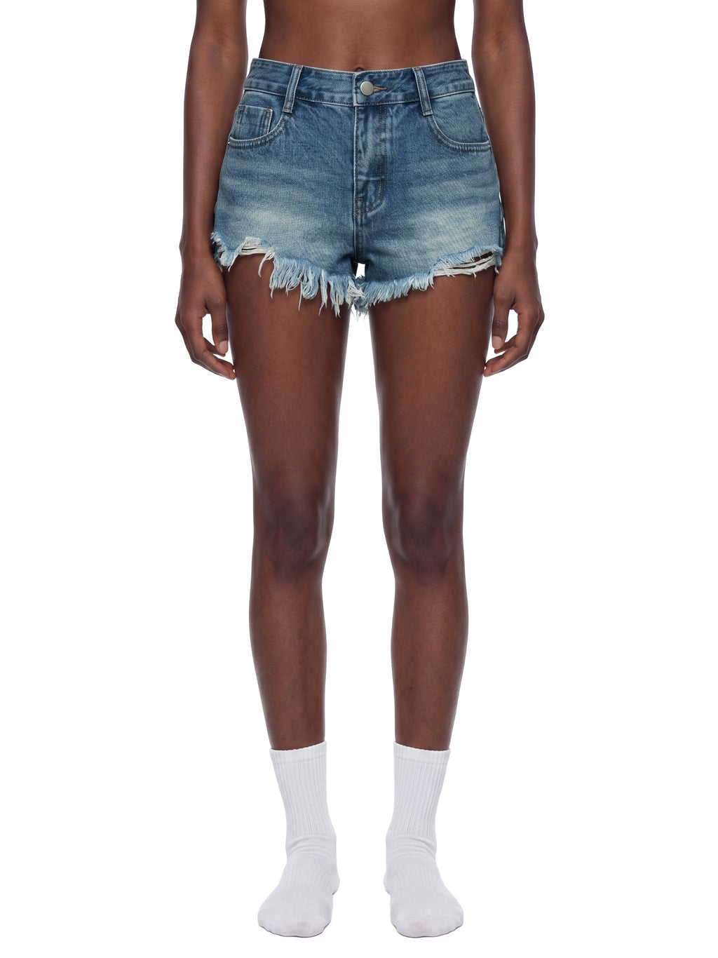 Women's Vintage Wash Raw Hem Denim Shorts