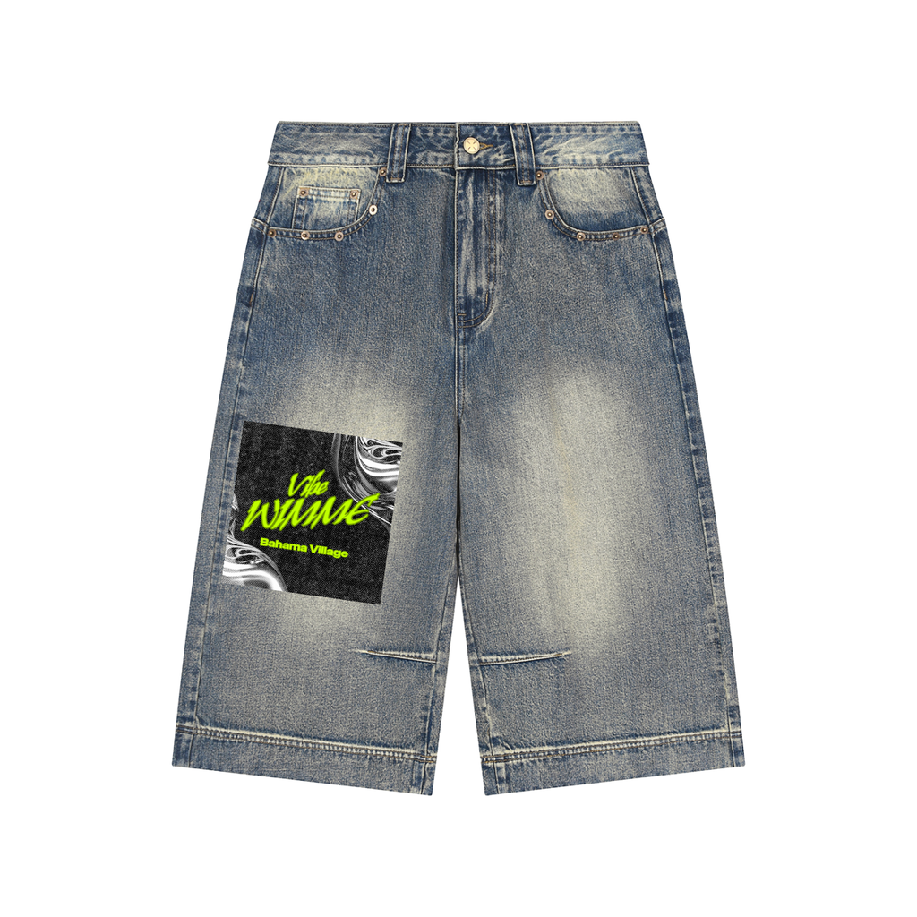 Vintage Wash Baggy Denim Shorts