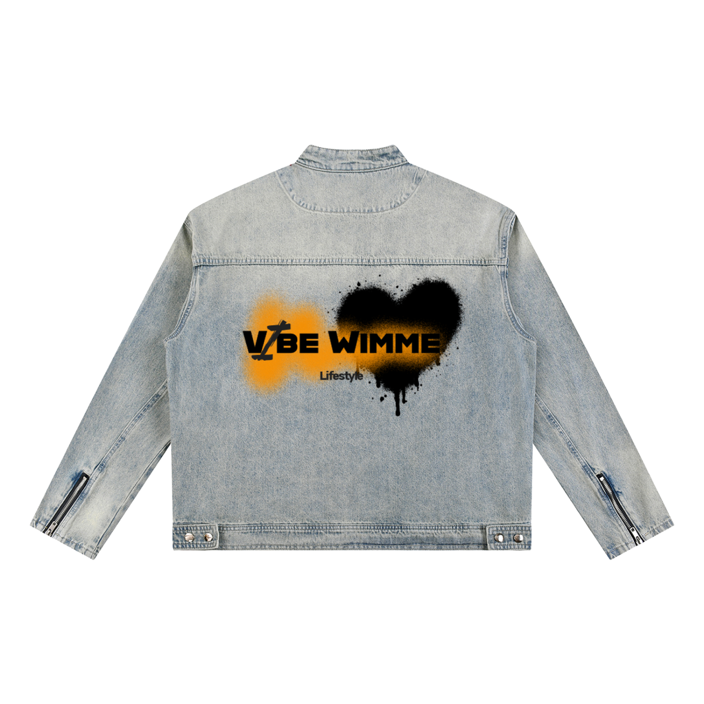 Vintage Wash Zip Denim Jacket