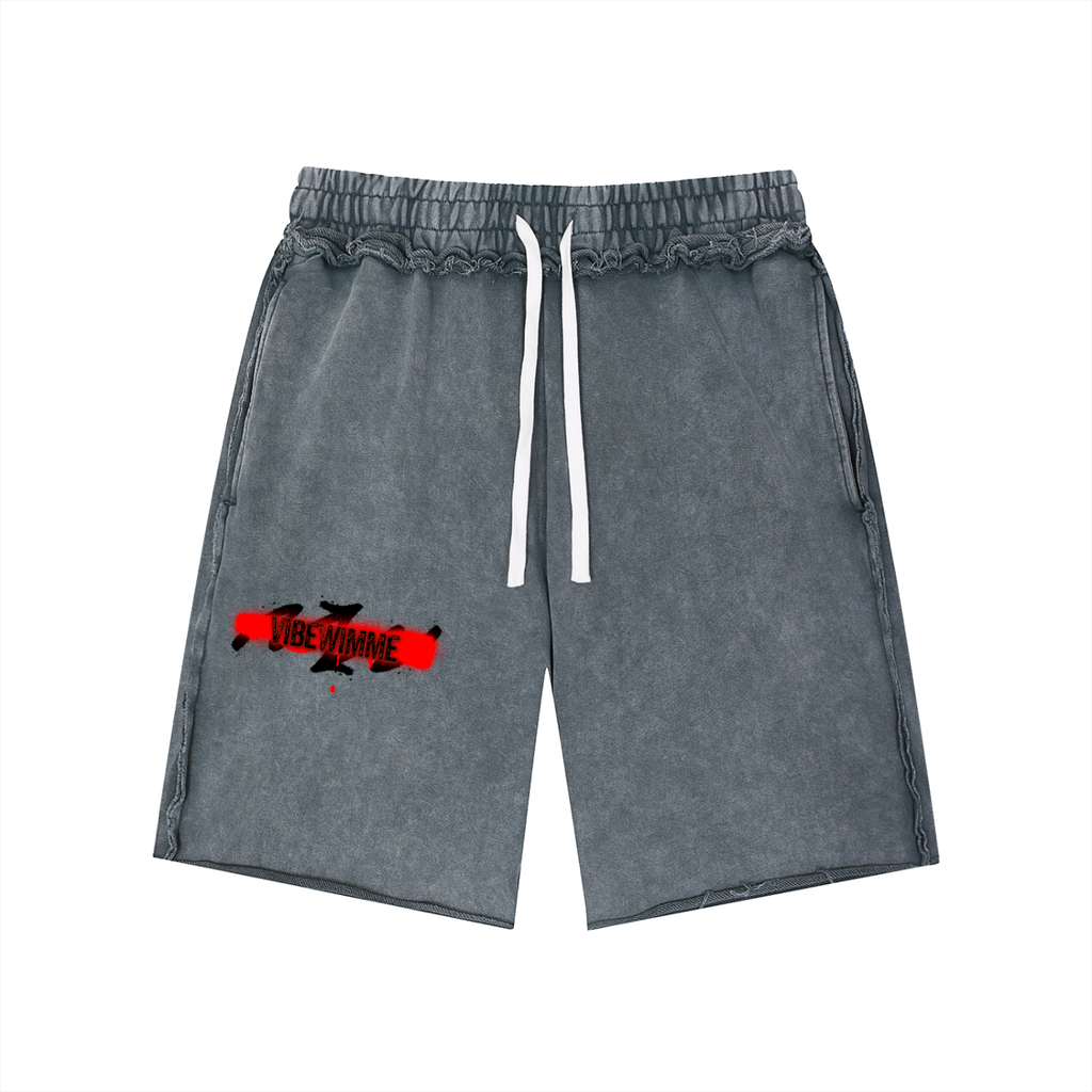 Unisex Mineral Wash Raw Edge Shorts