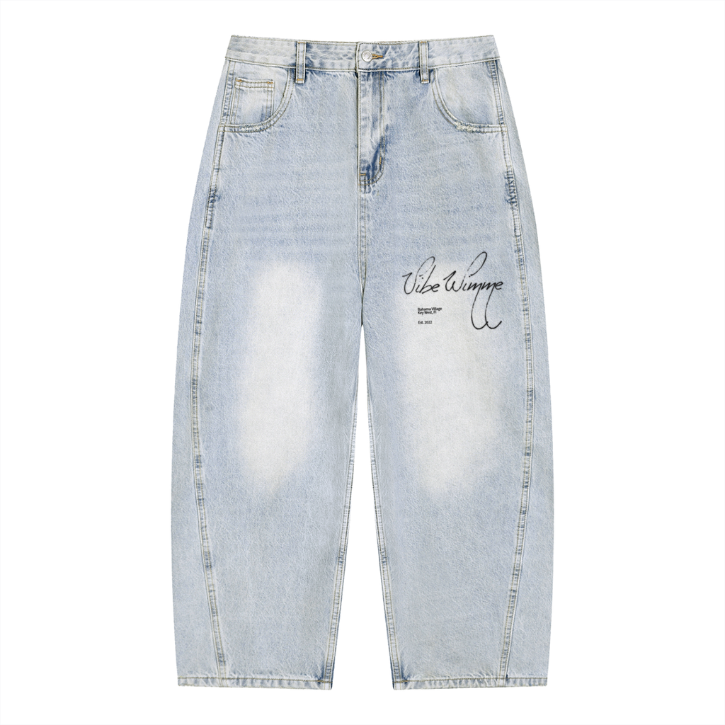 Men's Vintage Wash Sunfade Barrel Leg Jeans
