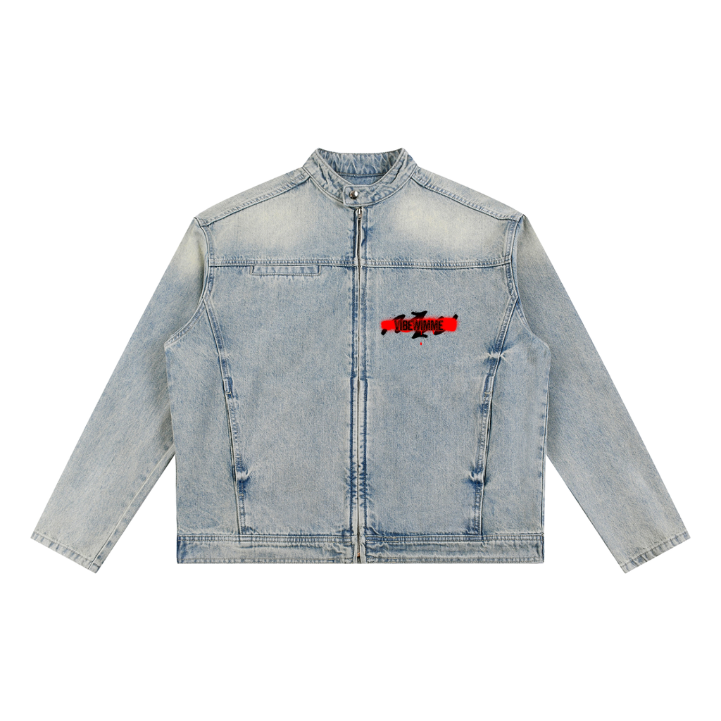 Vintage Wash Zip Denim Jacket