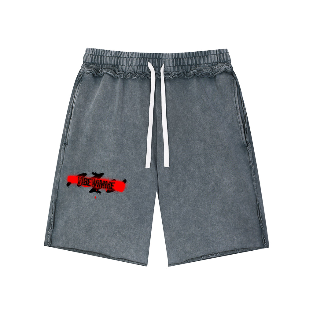 Unisex Mineral Wash Raw Edge Shorts