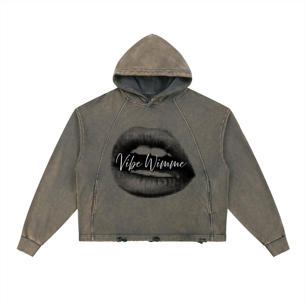 Vintage Washed Frayed-Hem Hoodie