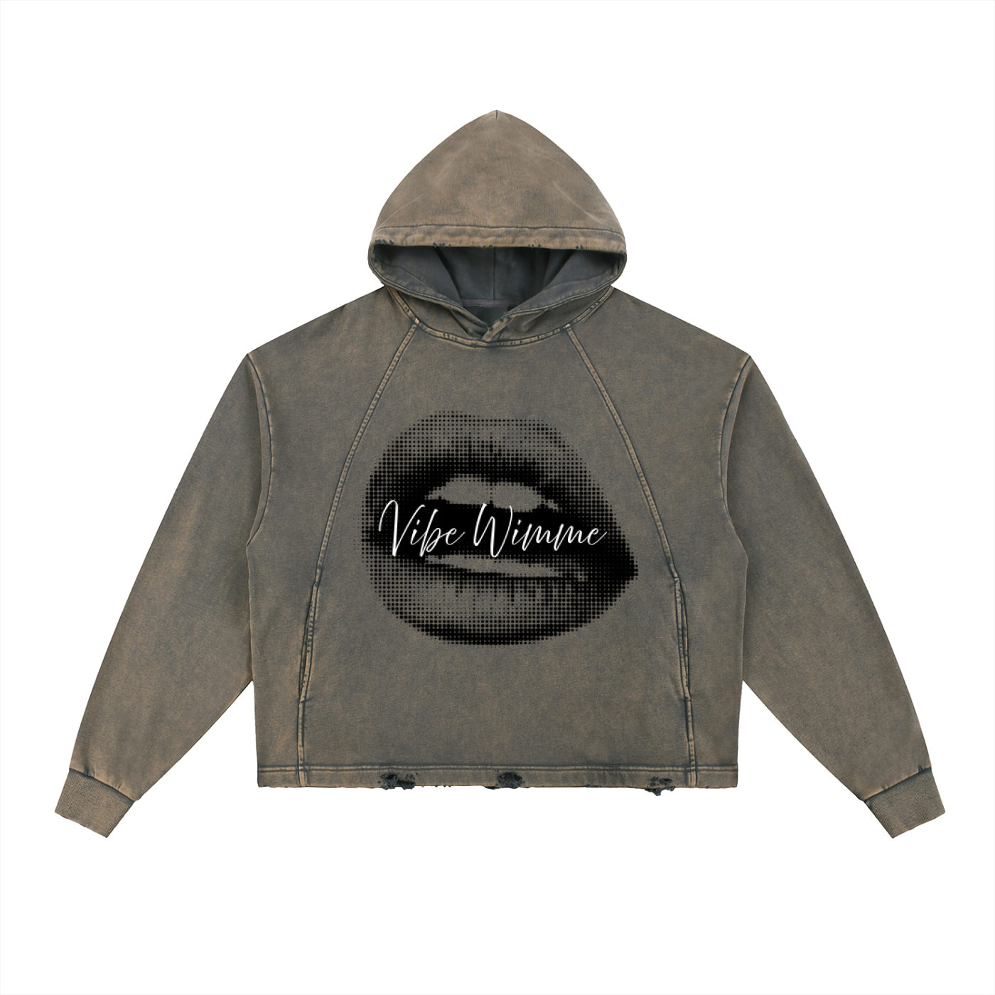 Vintage Washed Frayed-Hem Hoodie