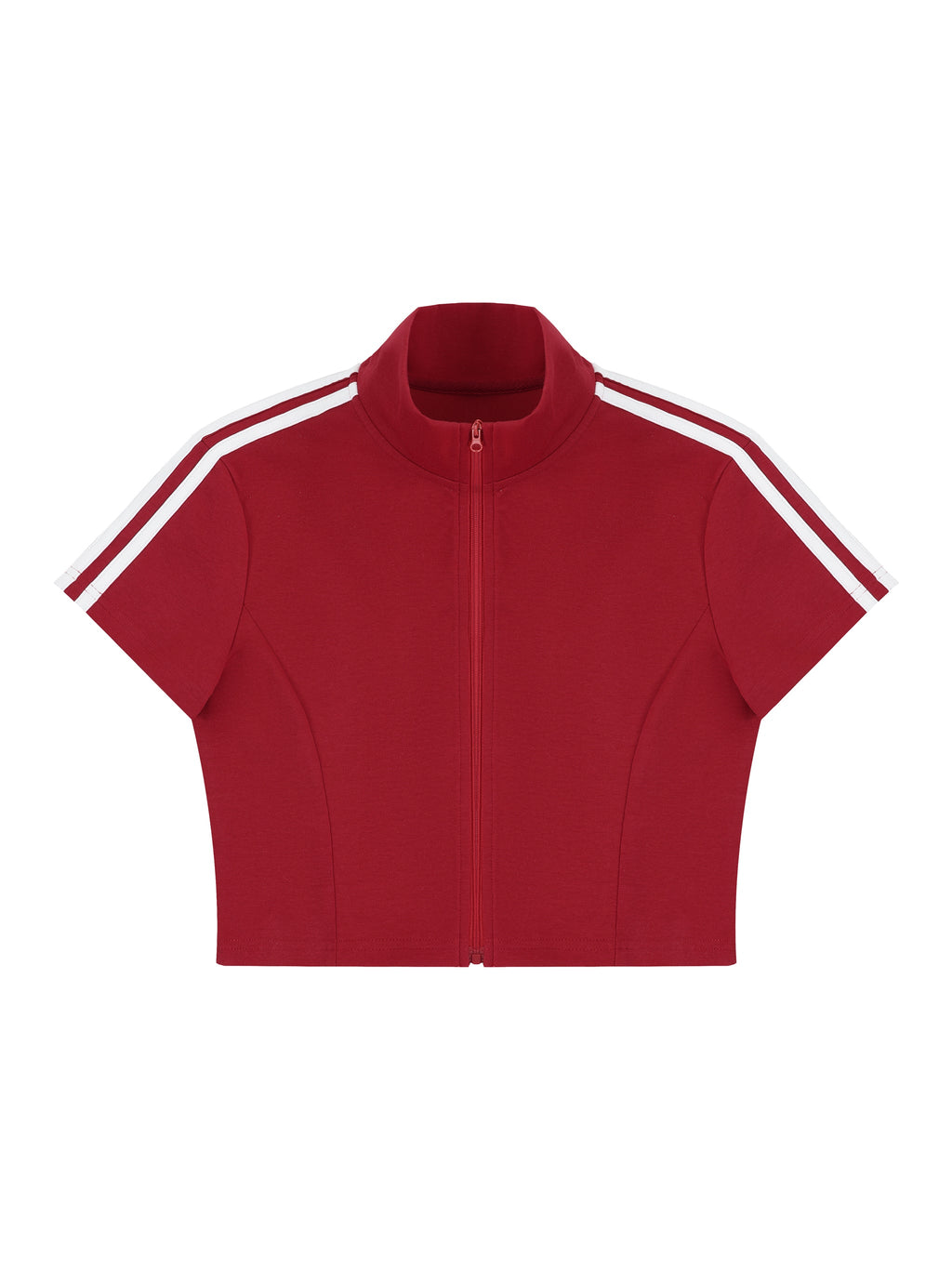 Women's Cropped Full Zip Short Sleeve T-Shirt