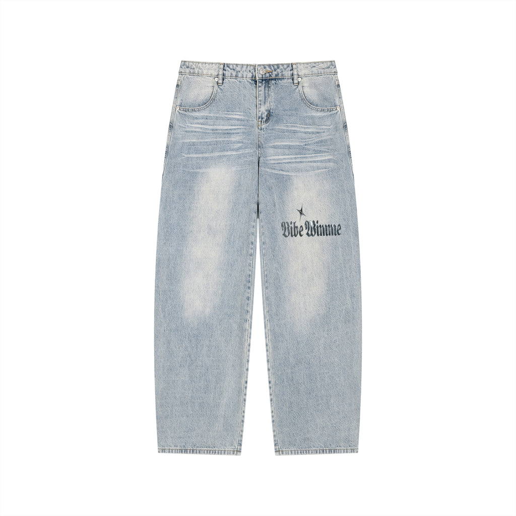 Men’s Enzyme Wash Wide Leg Jeans