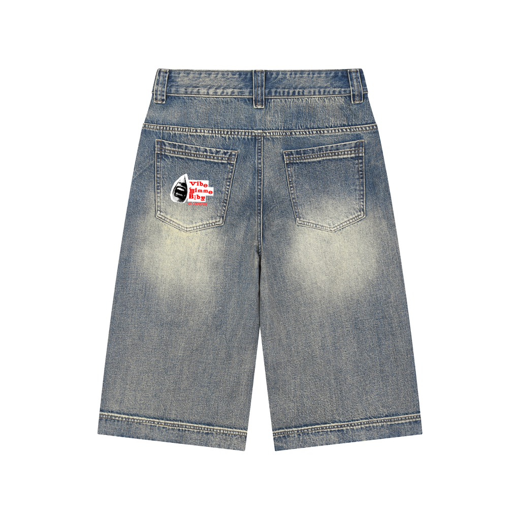 Vintage Wash Baggy Denim Shorts