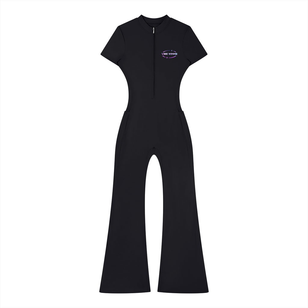 Women’s Tight Flared Leg Quarter-Zip Jumpsuit