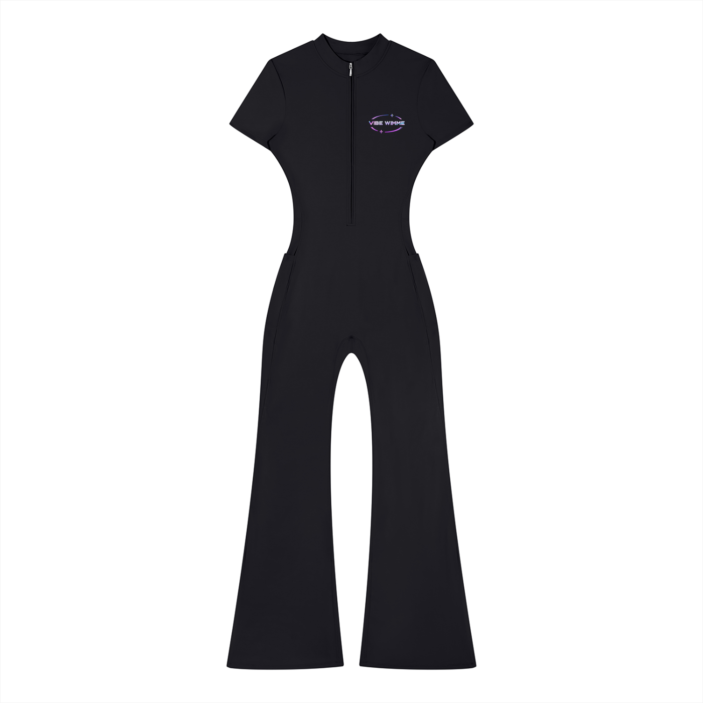 Women’s Tight Flared Leg Quarter-Zip Jumpsuit