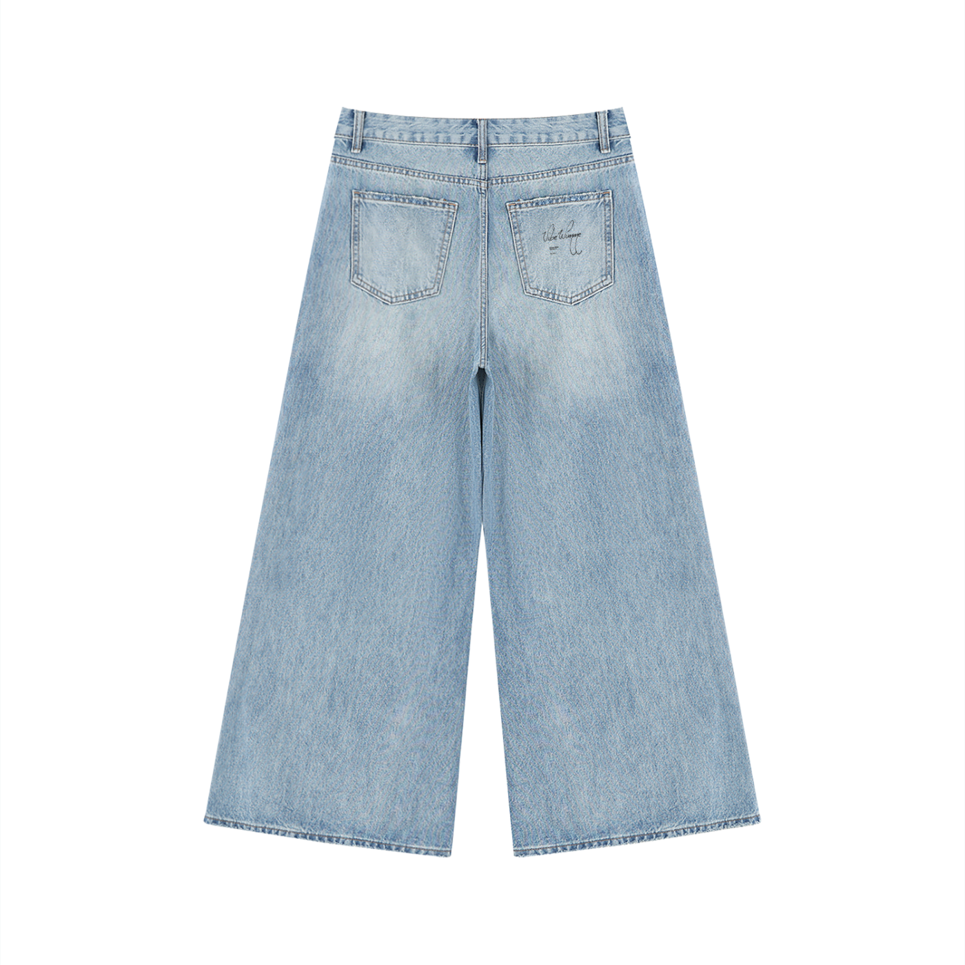 Women's Vintage Wash Distressed Wide Leg Jeans