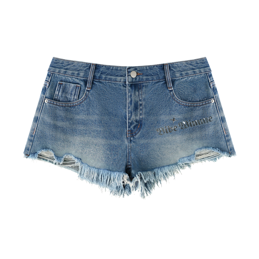 Women's Vintage Wash Raw Hem Denim Shorts