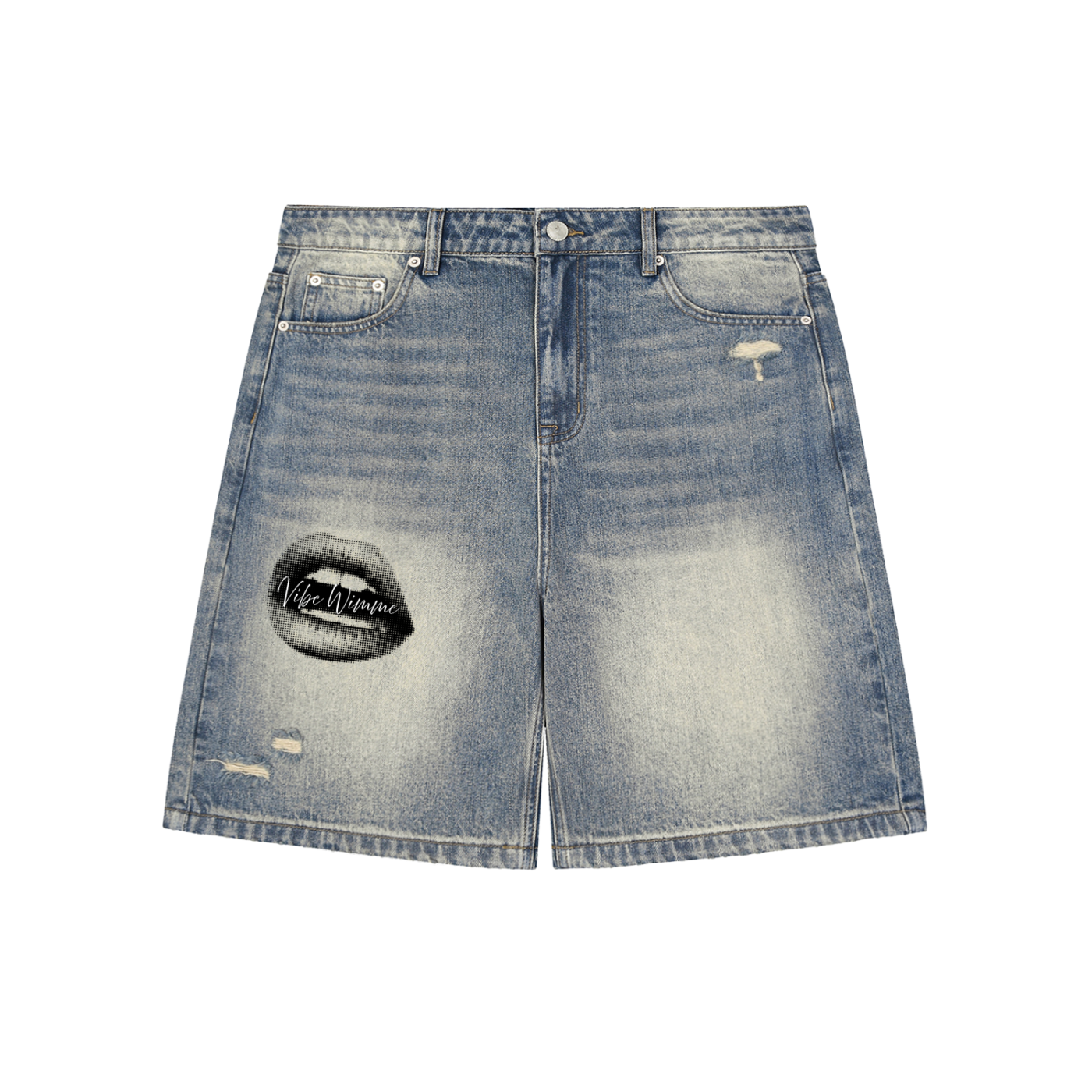 Faded Distressed Baggy Denim Shorts