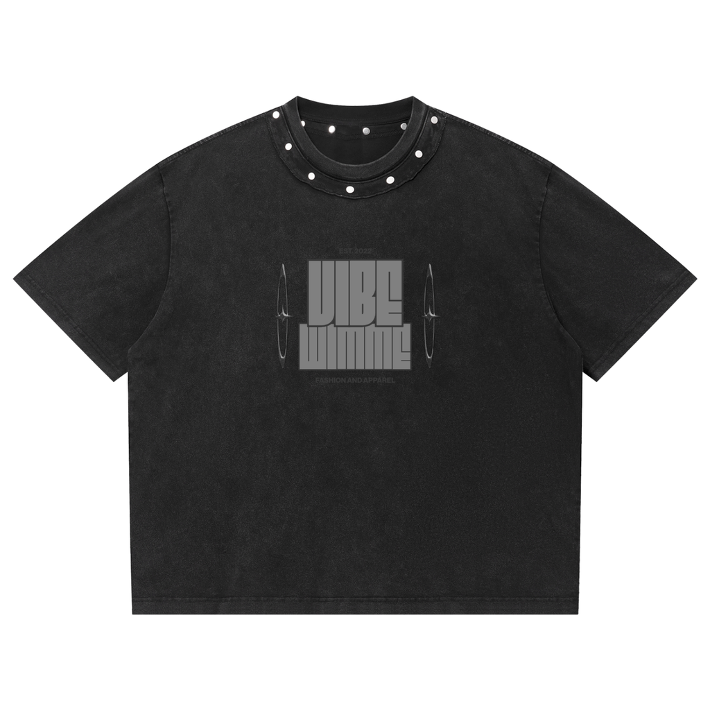 Unisex Washed Boxy Studded T-Shirt