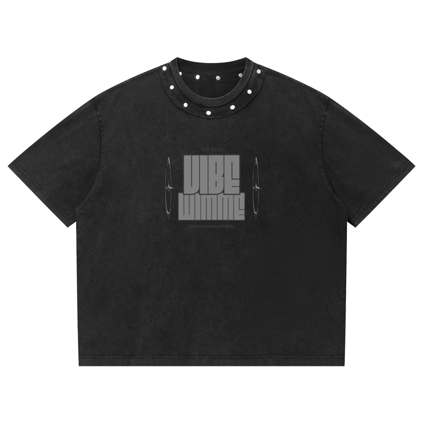 Unisex Washed Boxy Studded T-Shirt