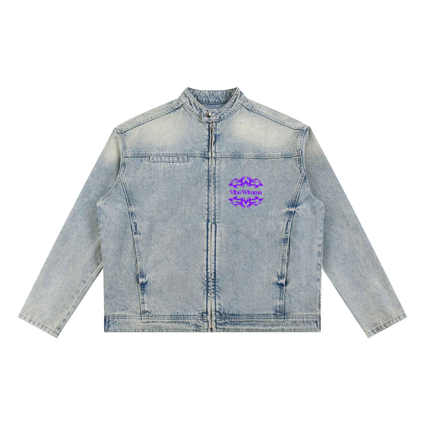 Vintage Wash Zip Denim Jacket