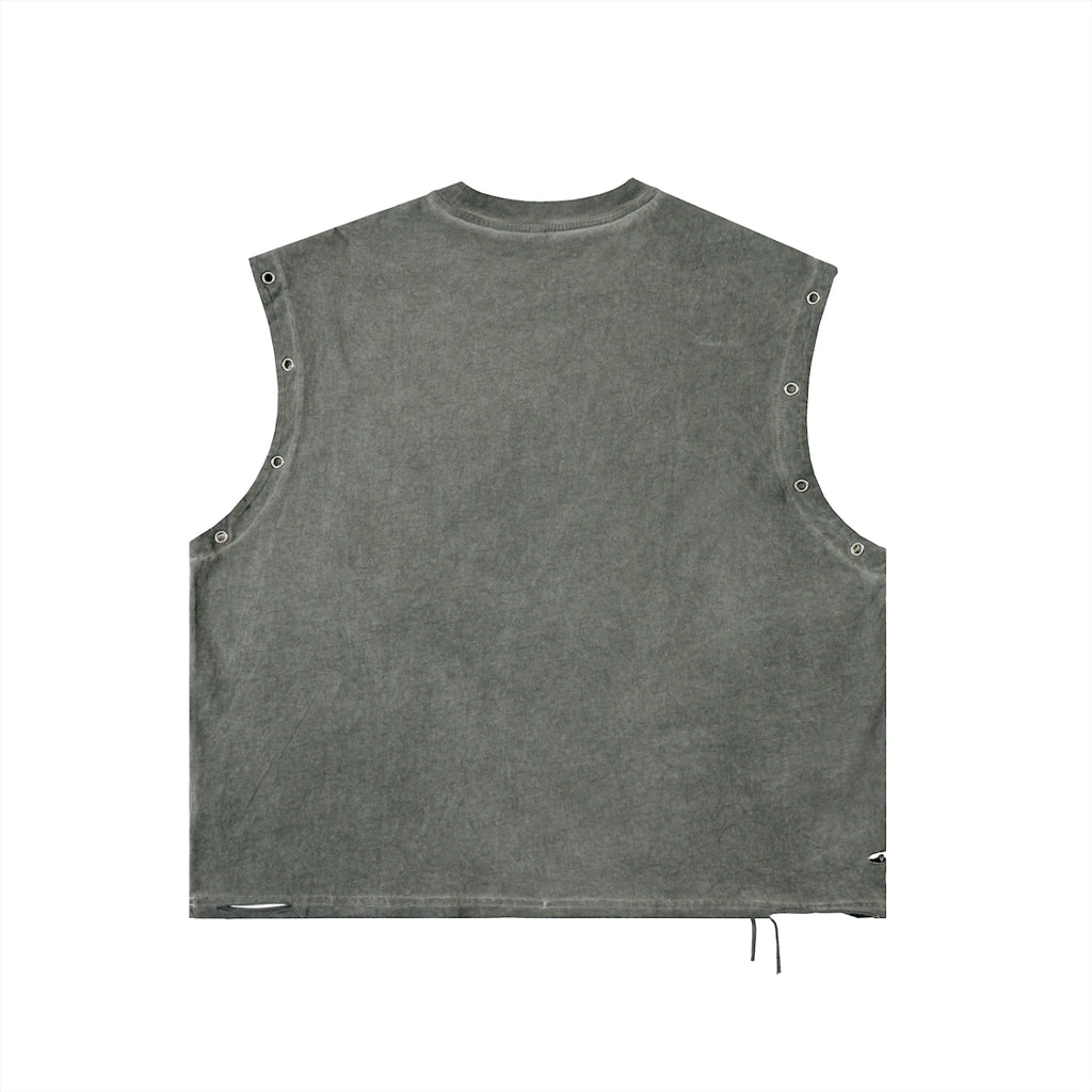 Distressed Grommet Eyelet Tank Top