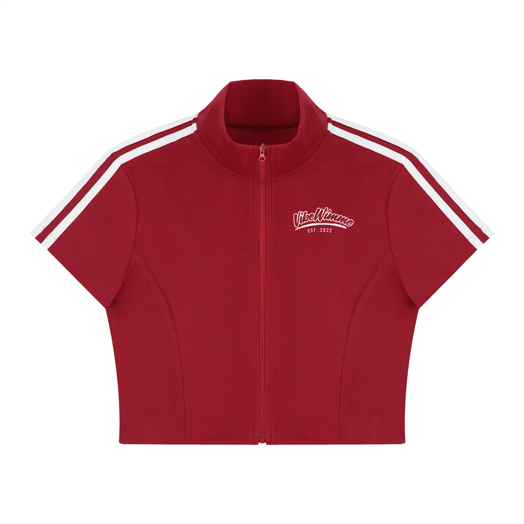 Women's Cropped Full Zip Short Sleeve T-Shirt