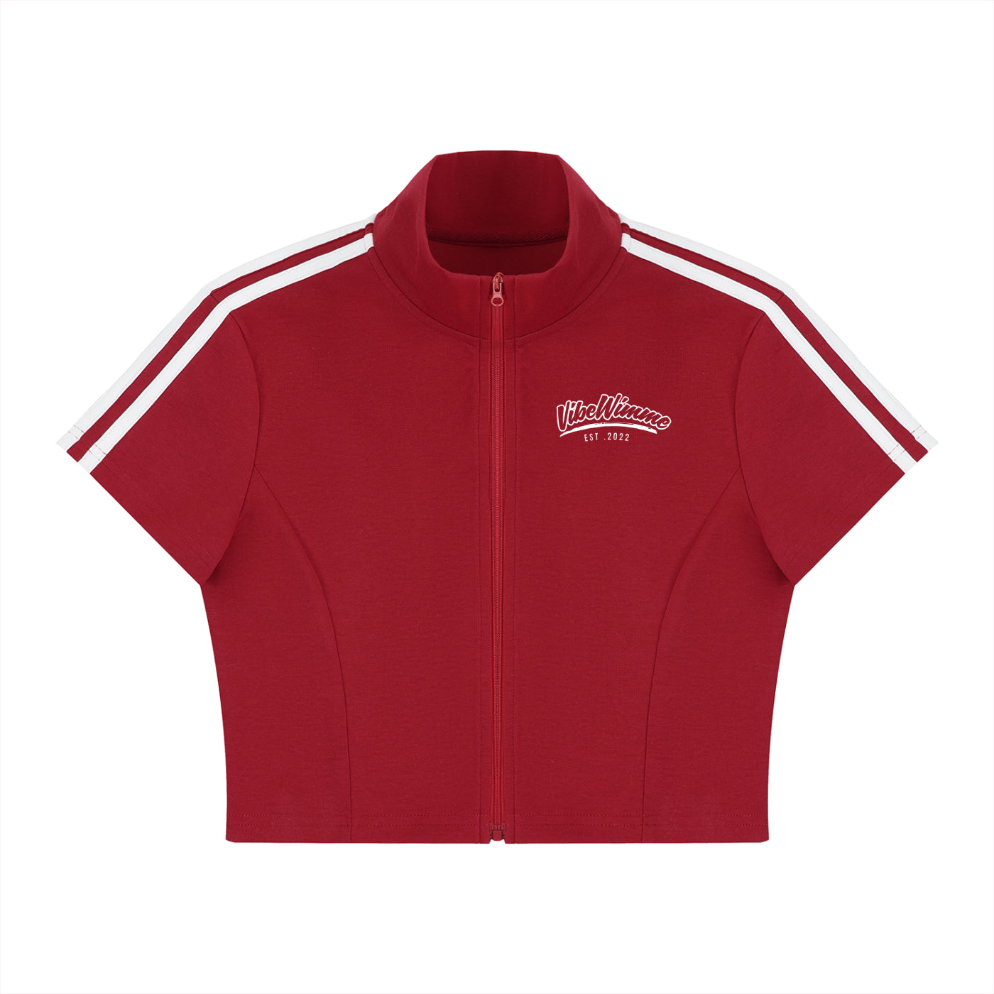 Women's Cropped Full Zip Short Sleeve T-Shirt