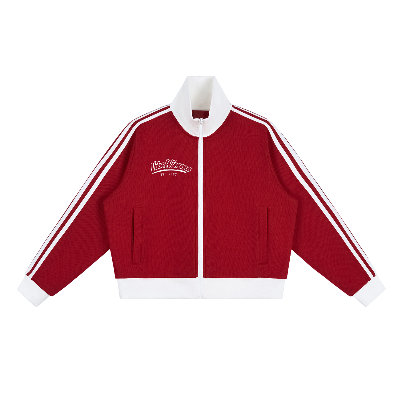 Contrast Side Stripe Fleece Cropped Track Jacket